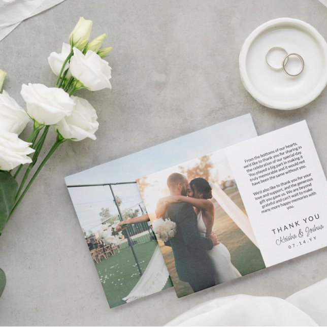 Romantic Script Printed Message Wedding Thank You Card (Creator Uploaded)