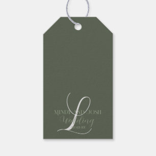 Romantic Script Sage Green Initial Wedding Gift Tags