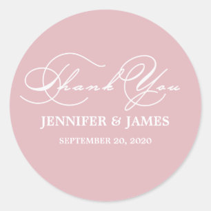 Romantic Script Thank You Wedding Favour Label