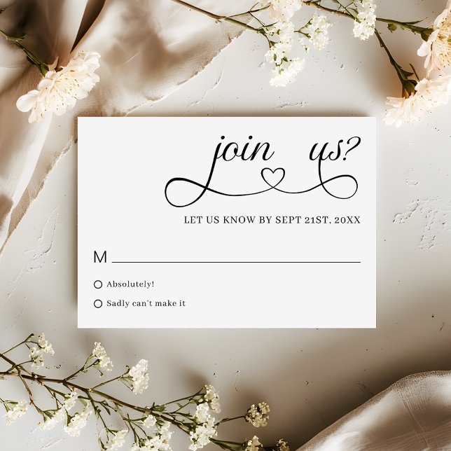 Romantic Script Typography Minimalist Wedding RSVP (Créateur téléchargé)