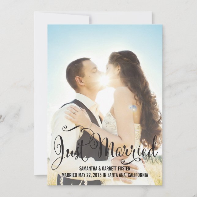 Romantic Script Wedding Announcement - Black (Front)