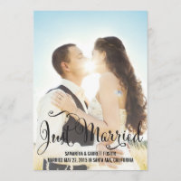 Romantic Script Wedding Announcement - Black