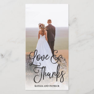 Romantic Script Wedding Thank You Photo Card