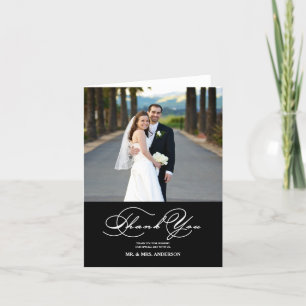 ROMANTIC SCRIPT WEDDING THANK YOU PHOTO NOTE CARD
