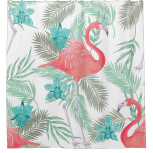 Romantic seamless pattern with flamingo bird and o