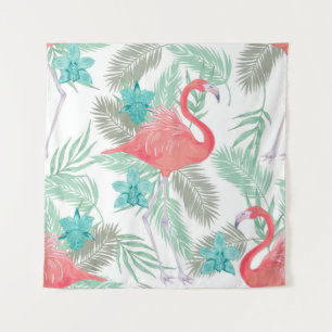 Romantic seamless pattern with flamingo bird and o tapestry