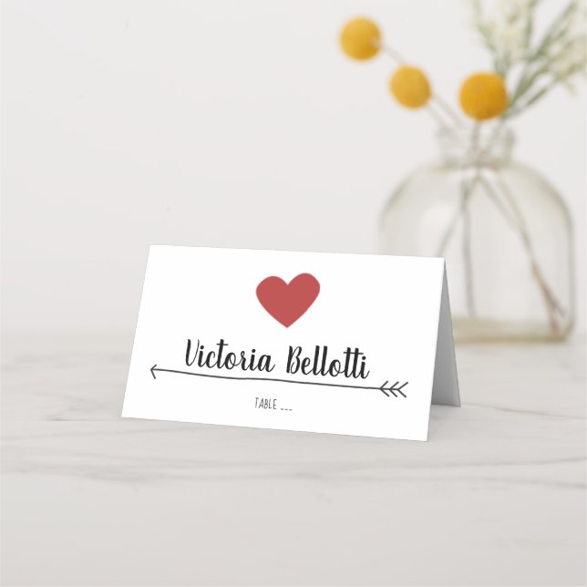 Romantic Seating Place Card - Heart and Arrow (Front)