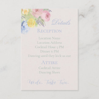 Romantic second wedding or renewal Details Card