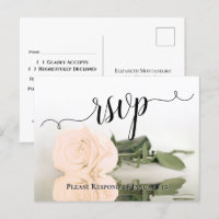 Romantic Sepia Peach Reflecting Rose Wedding RSVP