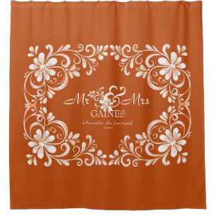 Romantic Shabby Chic Burnt Orange Mr & Mrs Wedding