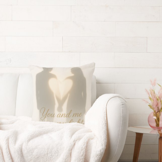 Romantic Shadow Couple Heart Throw Pillow | You an (Couch)