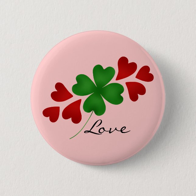 Romantic shamrock hearts 2 inch round button (Front)