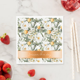 Romantic Sicilian Summer Floral Oranges Wedding Napkin
