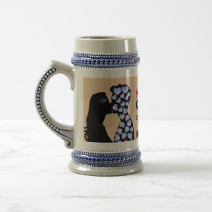 Romantic Silhouette Couple Kiss Beer Stein