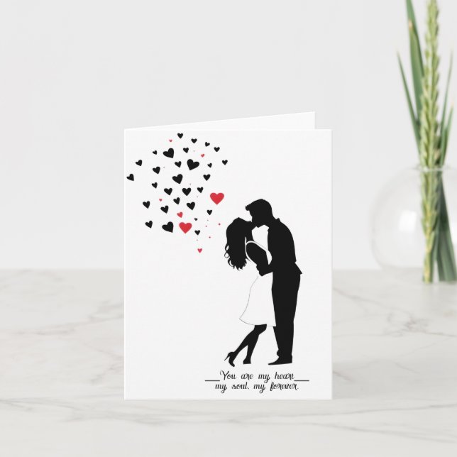 Romantic Silhouette Kiss Card – Custom Valentine (Front)