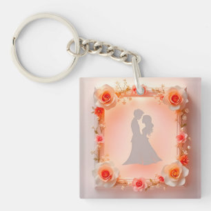 Romantic Silhouette of a Couple Keychain