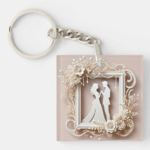 Romantic Silhouette of a Couple Keychain