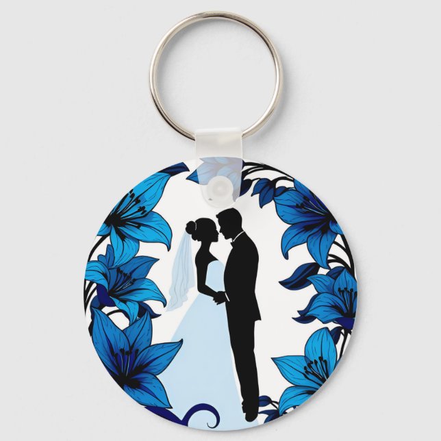 Romantic Silhouette of a Couple Keychain (Front)