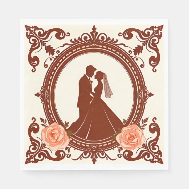 Romantic Silhouette of a Couple Napkin (Front)