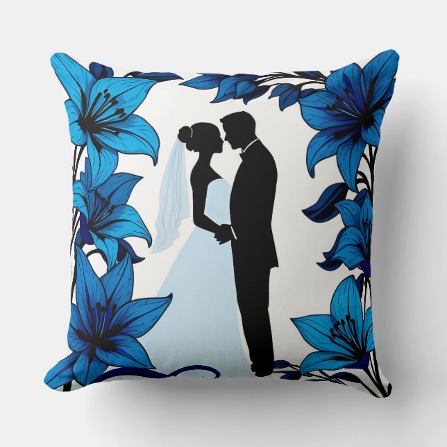 Romantic Silhouette of a Couple Throw Pillow (Front)
