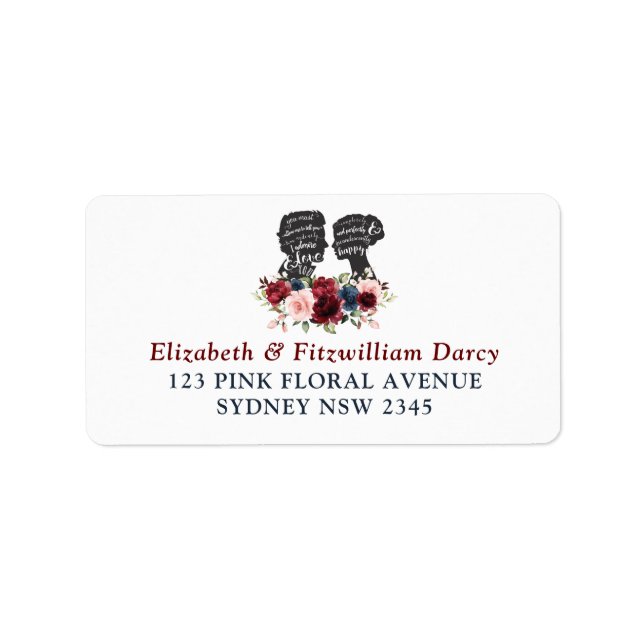 Romantic Silhouettes Autumn Floral Return Address Label (Front)