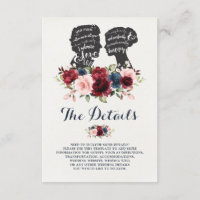 Romantic Silhouettes Navy Maroon Floral Details