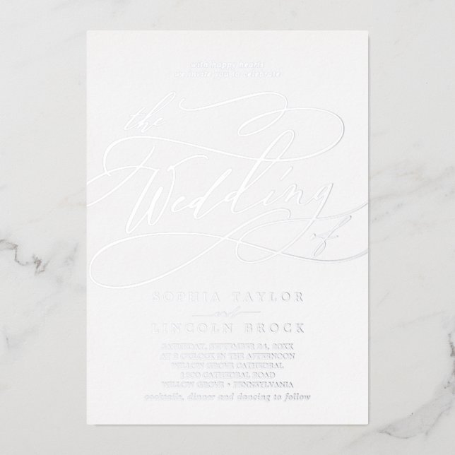Romantic Silver Foil Flourish The Wedding Of (Front)
