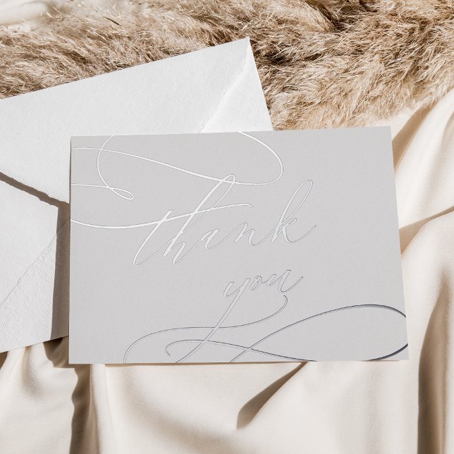 Romantic Silver Foil | Grey Wedding Thank You Card (Creator Uploaded)