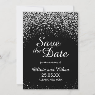 Romantic Silver Glitter Nightsky Save The Date