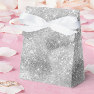 Romantic Silver Sparkle Bridal Shower Favor Box