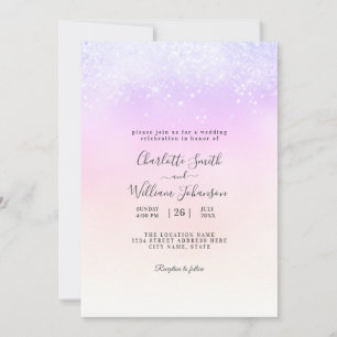 Romantic Simple Glitter Elegant Modern Wedding  Invitation