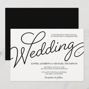 Romantic Simple Wedding black and white Invitation