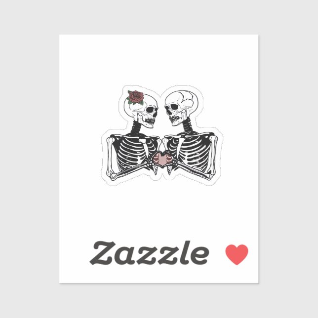 Romantic Skeleton Couple – Gothic With Heart Hands (Sheet)