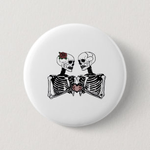Romantic Skeleton Couple – Gothic With Heart Hands 2 Inch Round Button