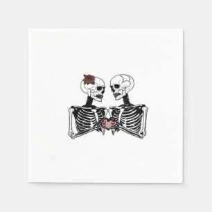 Romantic Skeleton Couple – Gothic With Heart Hands Napkin
