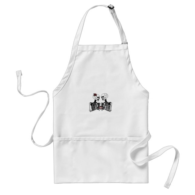 Romantic Skeleton Couple – Gothic With Heart Hands Standard Apron (Front)