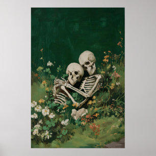 Romantic Skeleton Couple Print – Gothic Love Wall