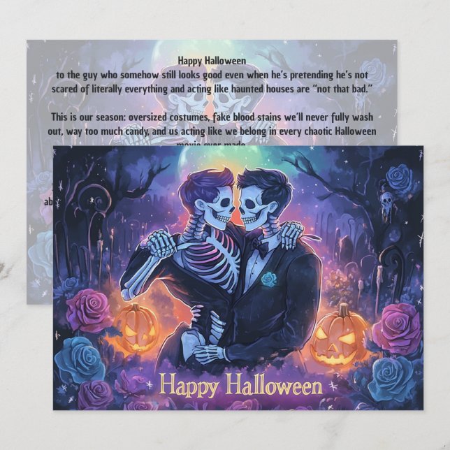 🌈🎃Romantic Skeleton Dance card (Front/Back)