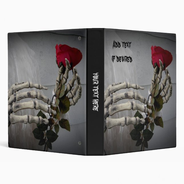 Romantic skeleton hands with red rose small binder (Background)