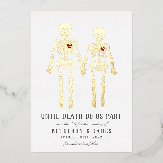 Romantic Skeletons Foil Invitation (Front)