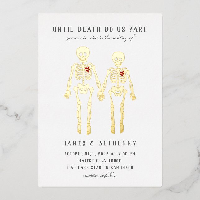 Romantic Skeletons Foil Invitation (Front)