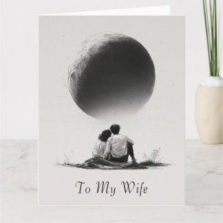 Romantic Sketch of Couple with Custom Text Card