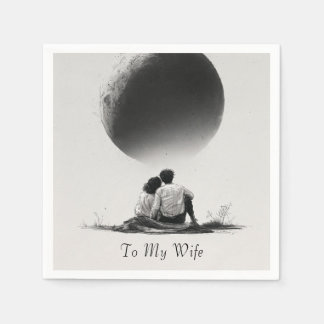 Romantic Sketch of Couple with Custom Text Napkin