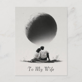 Romantic Sketch of Couple with Custom Text Postcard