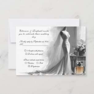 Romantic Sketch RSVP Card – Elegant Vintage Bridal