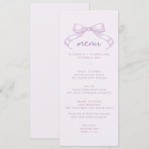 Romantic Sketched Bow   Lilac Background Wedding   Menu