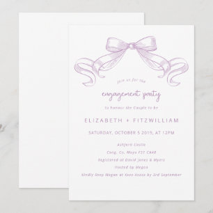 Romantic Sketched Bow Lilac Engagement Party Invitation