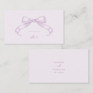 Romantic Sketched Bow   Lilac Handwrite Place Card