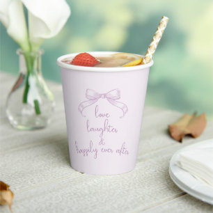 Romantic Sketched Bow Lilac Love Laughter Happily Paper Cups