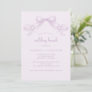 Romantic Sketched Bow Lilac Wedding Brunch Invitation
